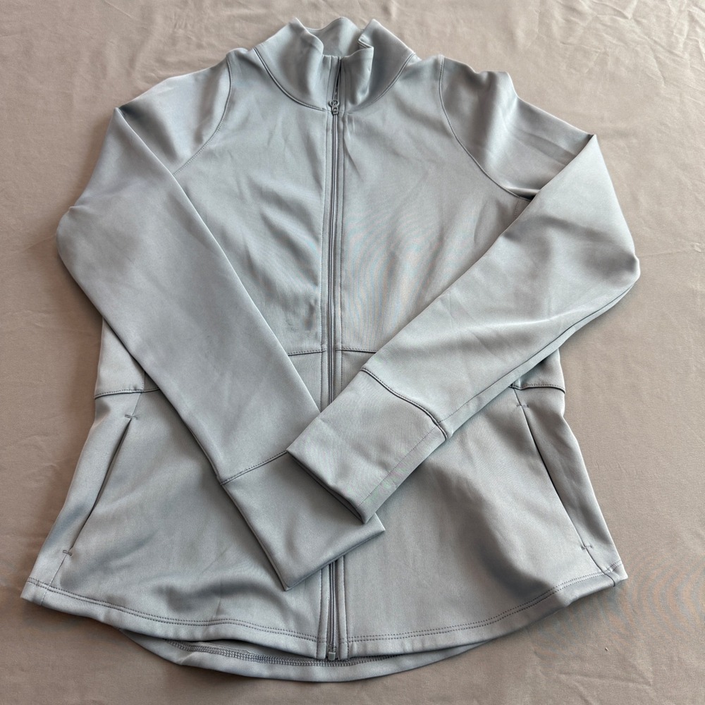 Layer 8 Women Gray Qwick-Dry Full Zip Peplum Back Track Jacket Size Small
